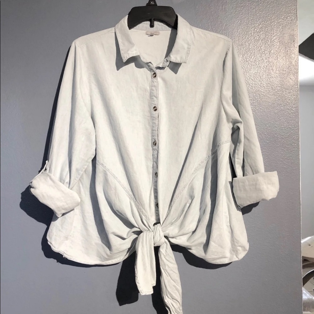 Chambray Tie Blouse
